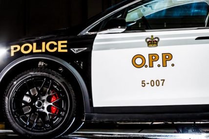 OPP Tesla Model X police car, side
